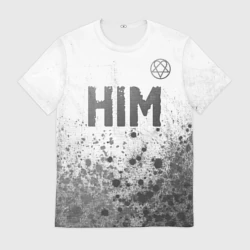 Мужская футболка 3D HIM - white gradient посередине