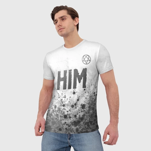 Мужская футболка 3D HIM - white gradient посередине - фото 3