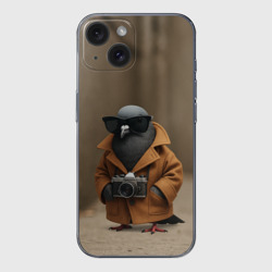 Чехол для iPhone 15 силиконовый с защитой камеры Шпиониро Голубиро мем