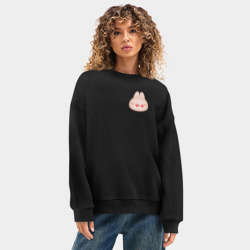 Женский свитшот oversize без начеса хлопок Labubu pink - фото 2