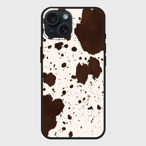 Чехол силиконовый для Apple iPhone 15 матовый Коровий принт