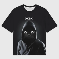 Мужская футболка oversize 3D Кот окак