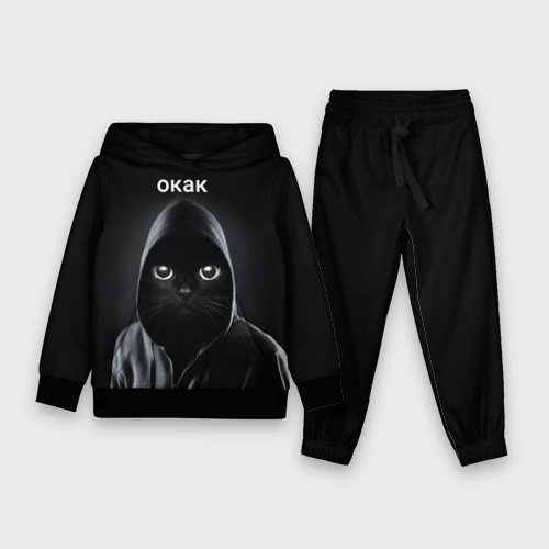 Детский костюм с толстовкой с принтом Кот окак, вид спереди #2