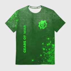 Мужская футболка 3D Gears of War - green gradient вертикально