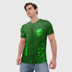 Мужская футболка 3D Gears of War - green gradient вертикально - фото 2