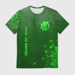 Мужская футболка 3D Gears of War - green gradient вертикально