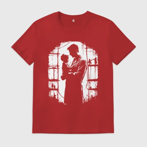 Мужская футболка хлопок с принтом Педиатр с ребенком, вид спереди #2