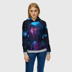 Женская толстовка 3D Хакер из частиц пикселей - фото 2