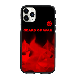 Чехол для iPhone 11 Pro Max матовый Gears of War - red gradient посередине
