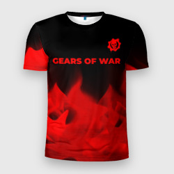 Мужская футболка 3D Slim Gears of War - red gradient посередине