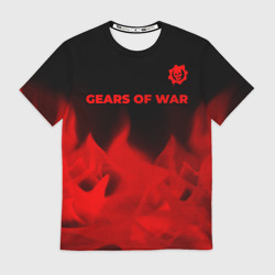 Мужская футболка 3D Gears of War - red gradient посередине