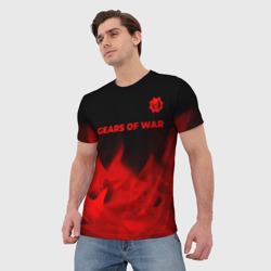 Мужская футболка 3D Gears of War - red gradient посередине - фото 2