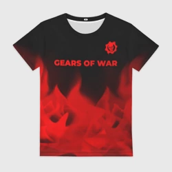 Женская футболка 3D Gears of War - red gradient посередине