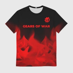 Мужская футболка 3D Gears of War - red gradient посередине