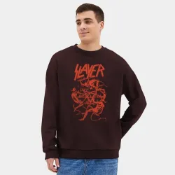 Мужской свитшот oversize без начеса хлопок Slayer Demon Skull  - фото 2