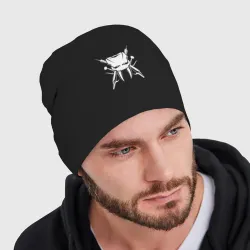 Мужская шапка демисезонная Зуб с клыками киберпанк - фото 2
