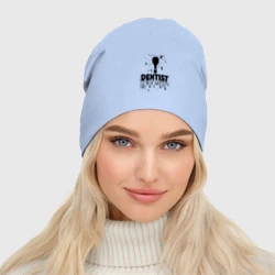 Женская шапка демисезонная Стоматолог зубная щетка - фото 2