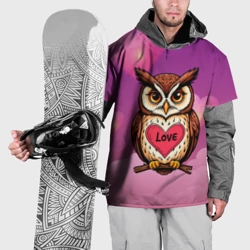 Накидка на куртку 3D Влюбленная сова с сердцем на груди