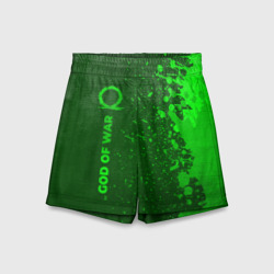 Детские спортивные шорты 3D God of War - green gradient по-вертикали