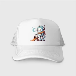 Кепка тракер с сеткой Робот выгуливает собаку