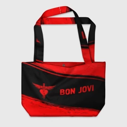Пляжная сумка 3D Bon Jovi - red gradient по-горизонтали