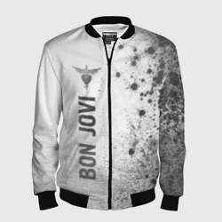 Мужской бомбер 3D Bon Jovi - white gradient по-вертикали