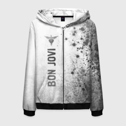Мужская толстовка 3D на молнии Bon Jovi - white gradient по-вертикали