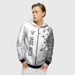 Мужская толстовка 3D на молнии Bon Jovi - white gradient по-вертикали - фото 2