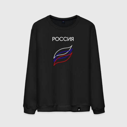 Мужской свитшот хлопок Россия и триколор лепестки