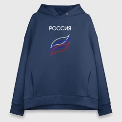 Женское худи Oversize хлопок Россия и триколор лепестки