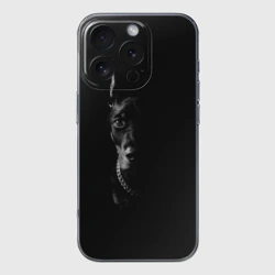 Чехол для iPhone 16 Pro Max силиконовый с защитой камеры Доберман с ошейником