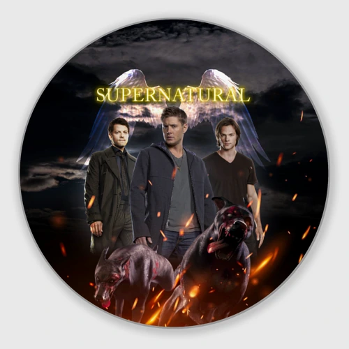 Круглый коврик для мышки Supernatural - true hunters