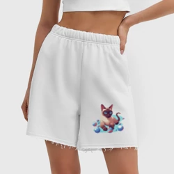 Женские шорты oversize футер хлопок Синеглазый кот - фото 2