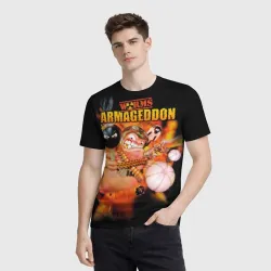 Мужская футболка 3D Worms - armageddon  - фото 2