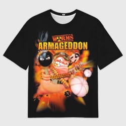 Женская футболка oversize 3D Worms - armageddon