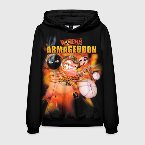 Мужская толстовка 3D с принтом Worms - armageddon, вид спереди #2
