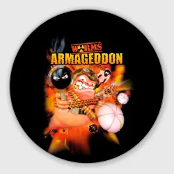 Круглый коврик для мышки Worms - armageddon 