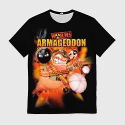 Мужская футболка 3D Worms - armageddon 