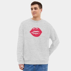 Мужской свитшот oversize без начеса хлопок Малиновые губы - фото 2