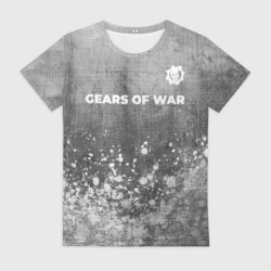 Женская футболка 3D Gears of War - grey gradient посередине