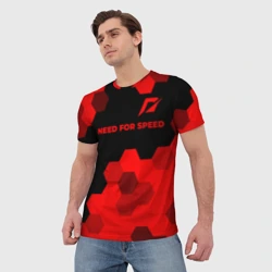 Мужская футболка 3D Need for Speed - red gradient посередине - фото 2