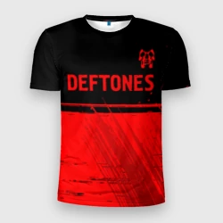 Мужская футболка 3D Slim Deftones - red gradient посередине