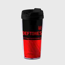 Термокружка-непроливайка Deftones - red gradient посередине
