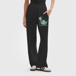 Женские брюки oversize без начеса хлопок Динозаврик бирюзовый - фото 2