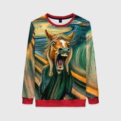 Женский свитшот 3D Лошадь кричит на картине Эдварда Мунка