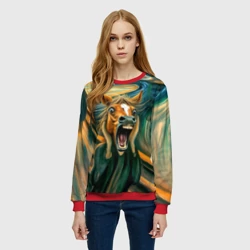 Женский свитшот 3D Лошадь кричит на картине Эдварда Мунка - фото 2