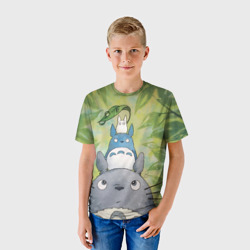 Детская футболка 3D Тоторо в лесу акварель - фото 2