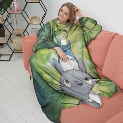 Плед с рукавами Тоторо в лесу акварель - фото 2