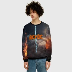 Мужской свитшот 3D ACDC логотип группы с молнией - фото 2