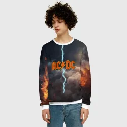 Мужской свитшот 3D ACDC логотип группы с молнией - фото 2